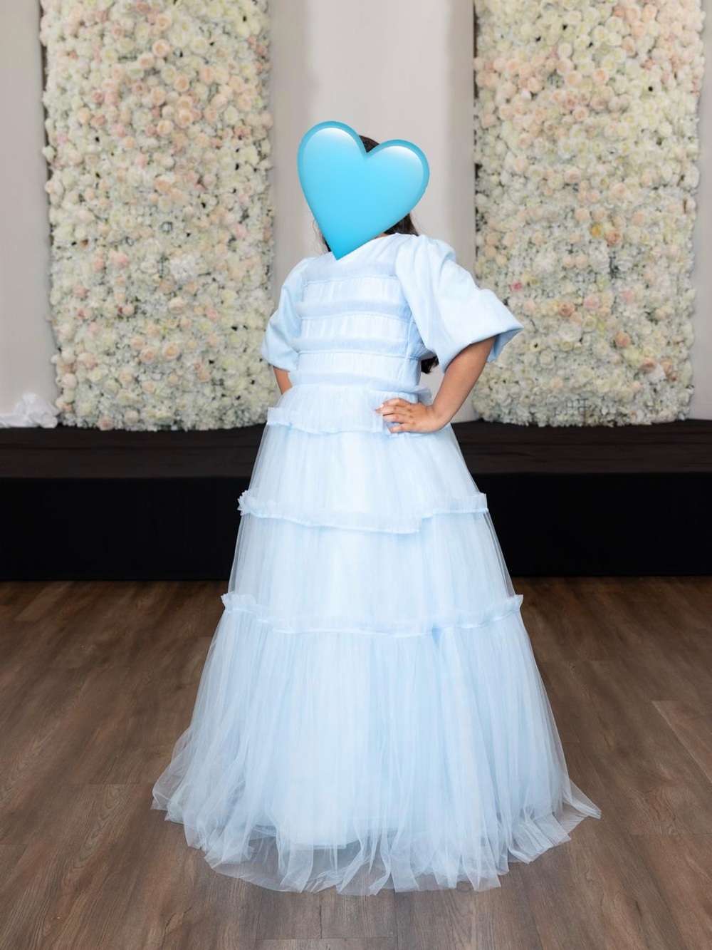 Light Blue Tiered Tulle Gown